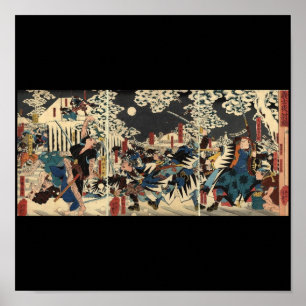 Póster Samurai na guerra na neve cerca de 1800's