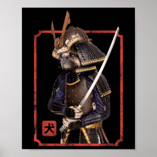 Poster Samurai Ninja Pug Dog Lover Kawaii Tattoo