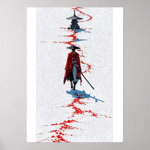 Poster Samurai no Red Robe em Branco