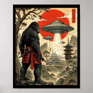 Poster Samurai Pé Grande 67 Seis Sete Meme Japonês Antigo