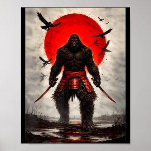 Poster Samurai Pé Grande Arte Gráfica Vintage Japonesa En