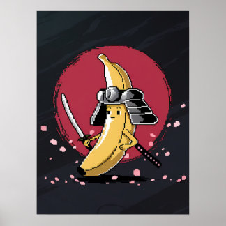Poster Samurai Pixel e Arte de Banana