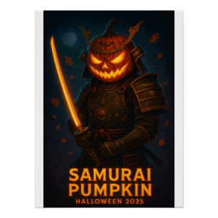 Póster Samurai Pumpkin Halloween 2025