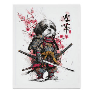 Póster Samurai Shih Tzu � Cão Guerreiro Épico