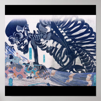 Póster Samurai, Skeleton Painting por volta de 1800