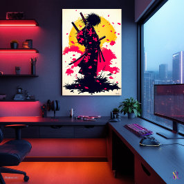 Poster Samurai Solitário entre Sakura Caindo