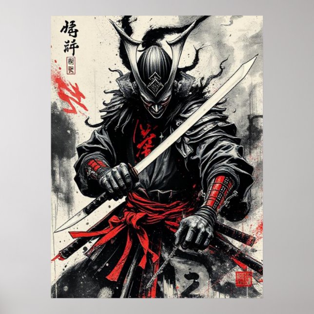 Poster Samurai sombrio dos Mortos-Vivos (Frente)