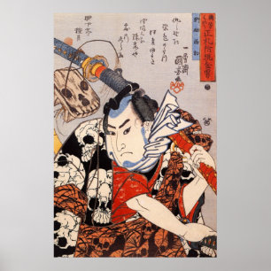 Poster Samurai Wearing a Skull Pattern