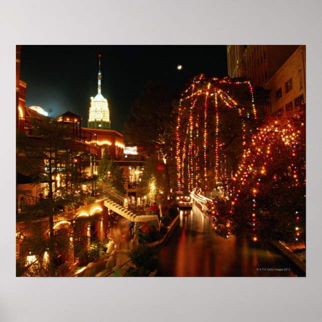Póster San Antonio Riverwalk à Noite (Frente)