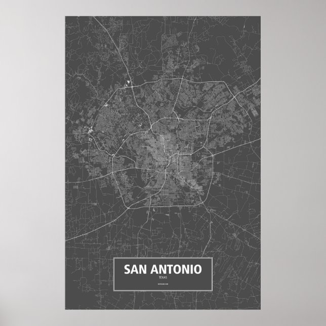 Poster San Antonio, Texas (branco a preto) (Frente)