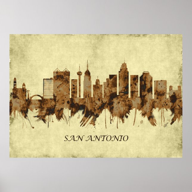 Poster San Antonio Texas Cityscape (Frente)