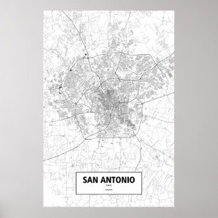 Póster San Antonio, Texas (preto no branco)