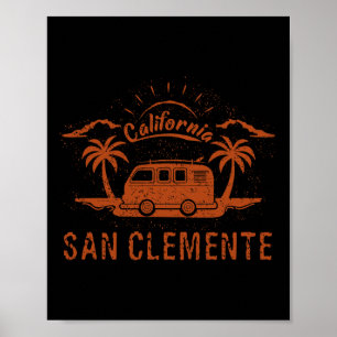 Poster San Clemente, Ca Califórnia Surf Retro Vintage