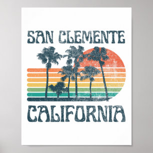 Poster San Clemente Califórnia Praia Férias de Verão Vint