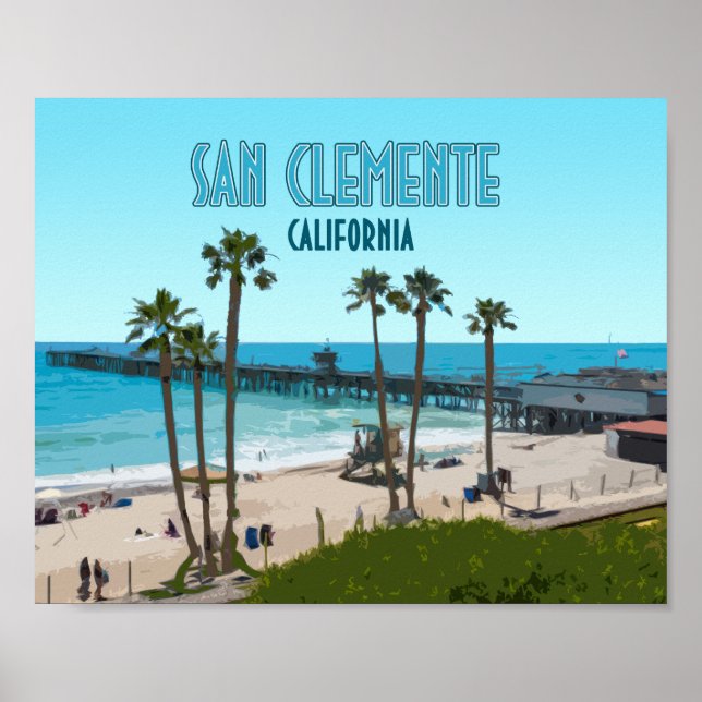 Poster San Clemente Pier Beach California Vintage (Frente)