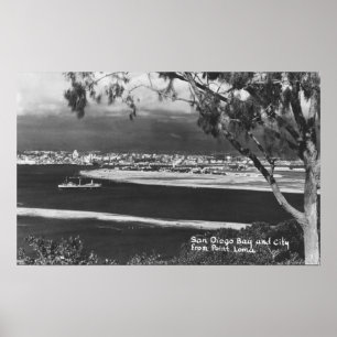 Poster San Diego, baía de CA e cidade do Point Loma
