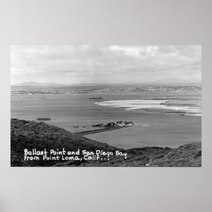 Póster San Diego, CA View of Ballast Point and Bay