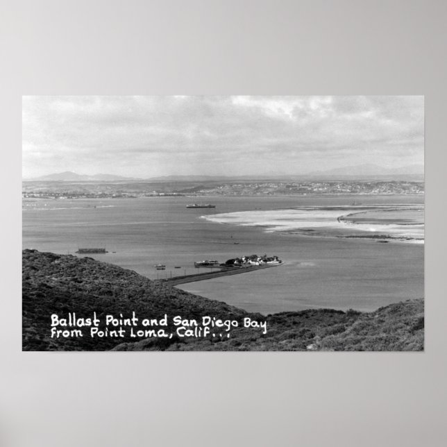 Póster San Diego, CA View of Ballast Point and Bay (Frente)