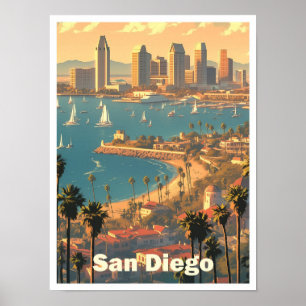 Poster San Diego California Art Viagens vintage