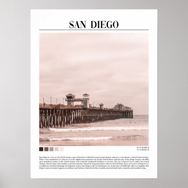 Poster San Diego California Minimalist Wart (Frente)