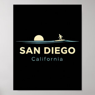 Poster San Diego Califórnia Retro Surfboards Surf Verão