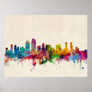 Póster San Diego California Skyline