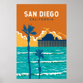 Poster San Diego Califórnia Viagem Arte Vintage