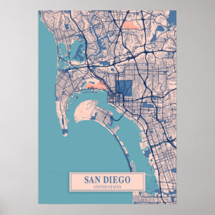 Poster San Diego - Estados Unidos Breezy City Map