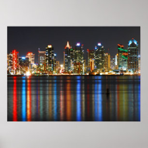 Poster San Diego Skyline à noite