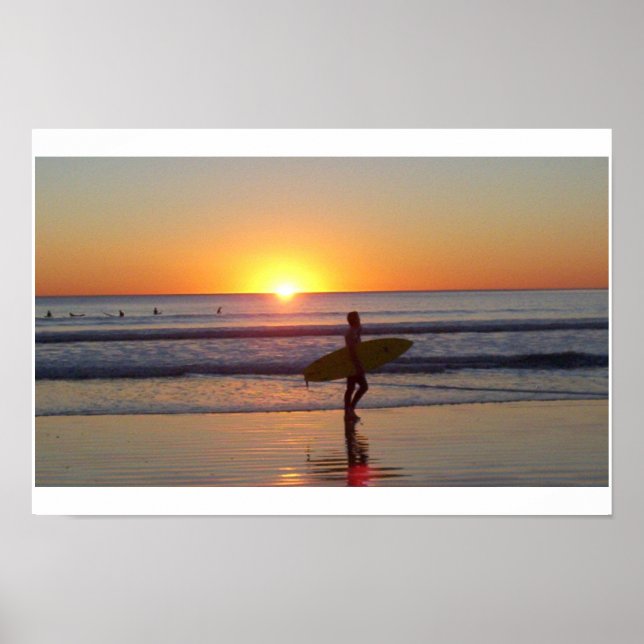 Póster San Diego Sunset com Surfer (Frente)