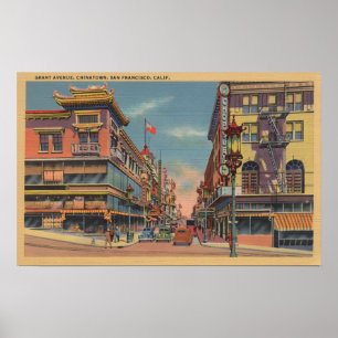 Póster San Francisco, avenida de CAGrant em Chinatown