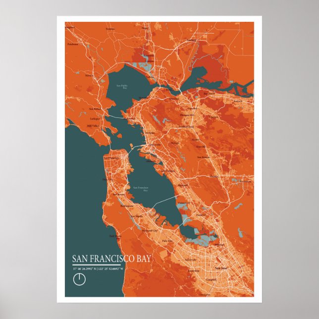 Poster San Francisco Bay Map (Frente)