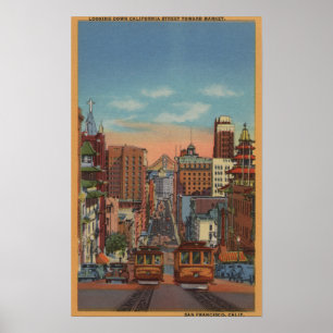 Póster San Francisco, CA - teleféricos que vão acima