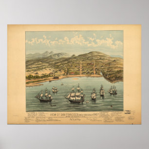 Póster San Francisco California 1846 Panoramic Map