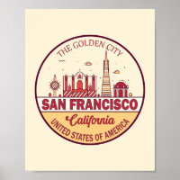 San Francisco California City Skyline Emblem