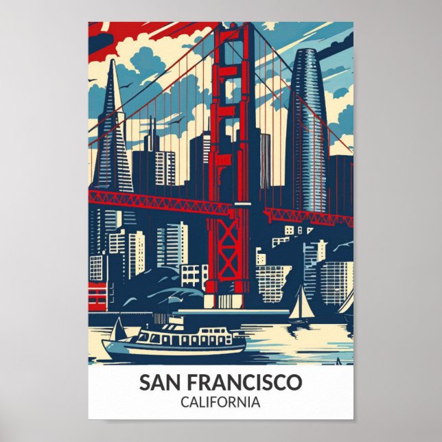 Poster San Francisco California Retro Trabalho de arte Vi (Frente)