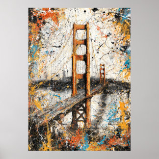 Poster San Francisco Golden Gate Abstract Drip Painting