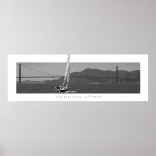 Póster San Francisco - golden gate bridge com veleiro