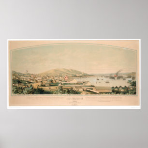 Poster San Francisco, mapa panorâmico 1849 do CA (1626A)