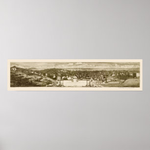Poster San Francisco, mapa panorâmico de CA - 1856