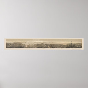 Póster San Francisco, mapa panorâmico de CA - 1862