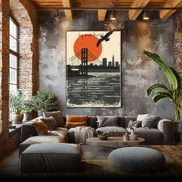 Poster San Francisco Silhouettes - Reflexão da Porta do O