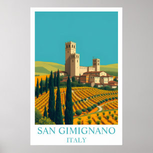 Poster San Gimignano Itália Arte de Viagem Vintage