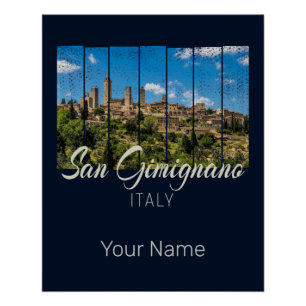 Póster San Gimignano Toscana Itália Vinatge Panorâmica Vi