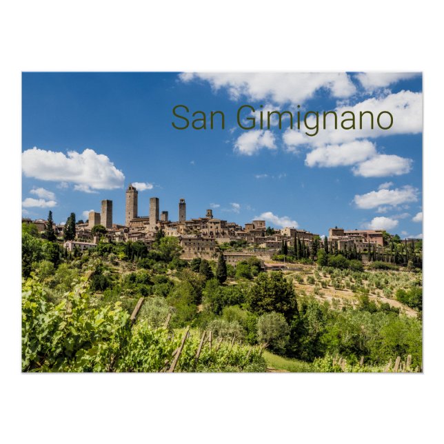 Póster San Gimignano Toscânia Itália Panorama Souvenir (Frente)