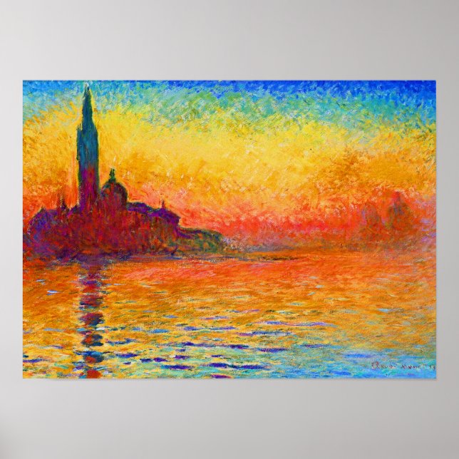 Poster San Giorgio Maggiore em Dusk por Claude Monet (Frente)