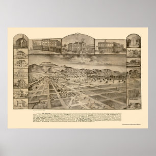 Poster San Jacinto, mapa panorâmico de CA - 1886