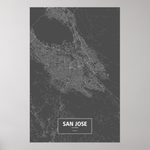 Póster San Jose, Califórnia (branca no preto)