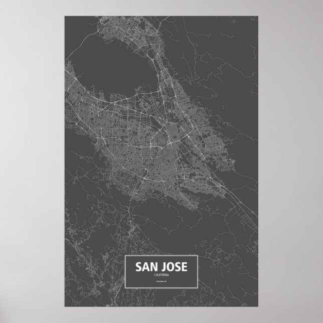 Póster San Jose, Califórnia (branco a preto) (Frente)