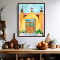 San Jose de Gracia Church Watercolor Novo México